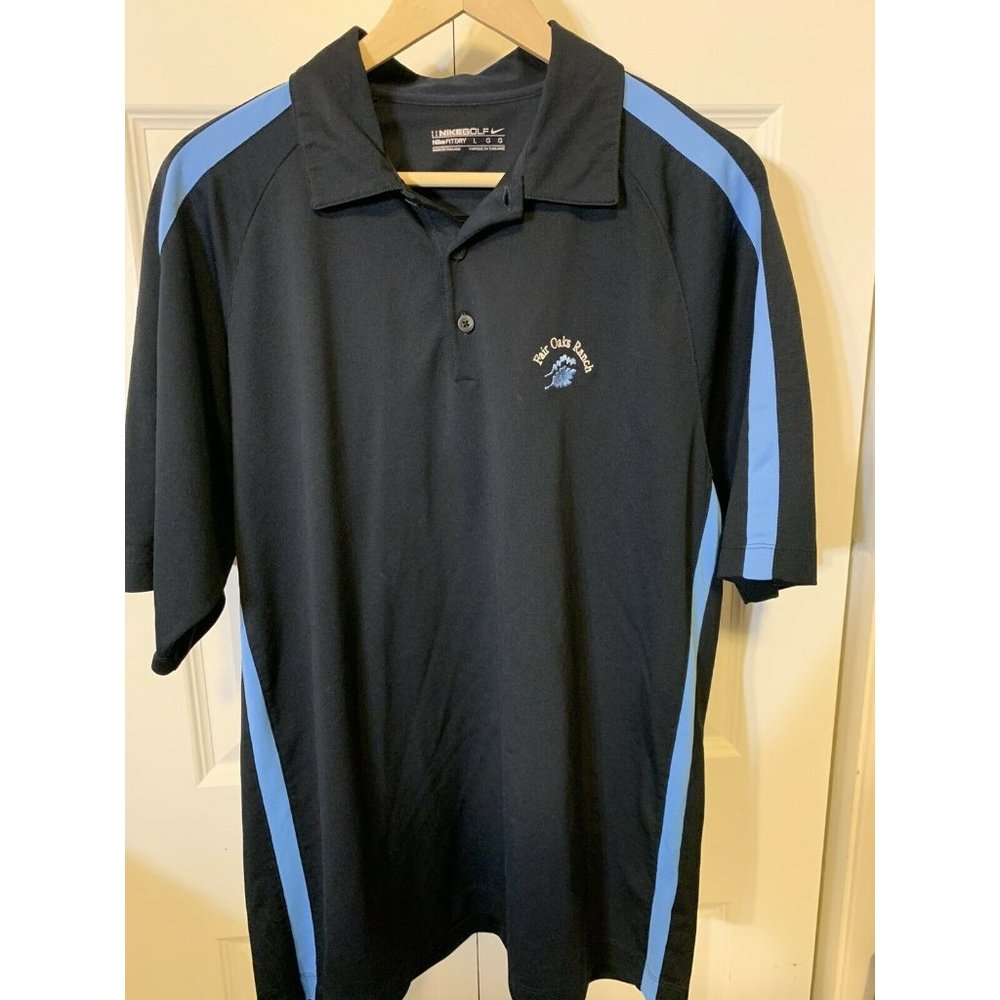 Nike Golf Fit Dry Polo Men’s Sz L Fair Oaks‎ Ranch Navy Blue